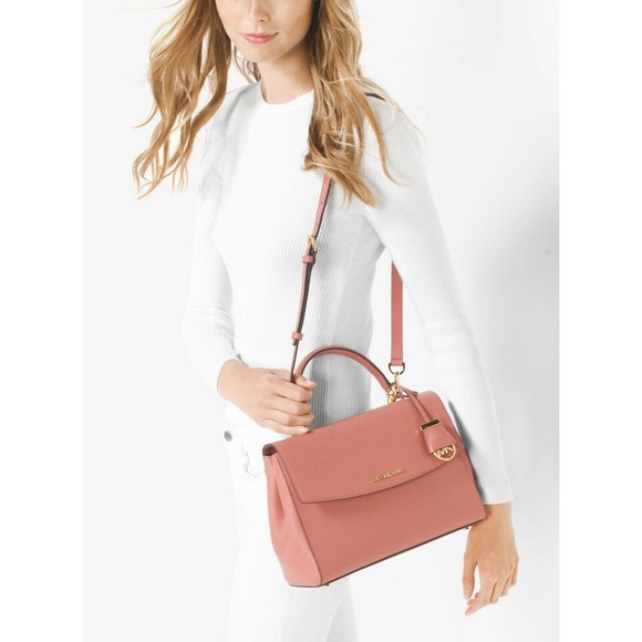 MICHAEL KORS AVA Small Top Handle Satchel Peach Saffiano Leather NWT $268 - Picture 12 of 12